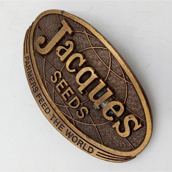 Farmers Feed The Works Belt Buckle Jacques Seeds 1977 Vintage Country Western - Picture 7 of 7